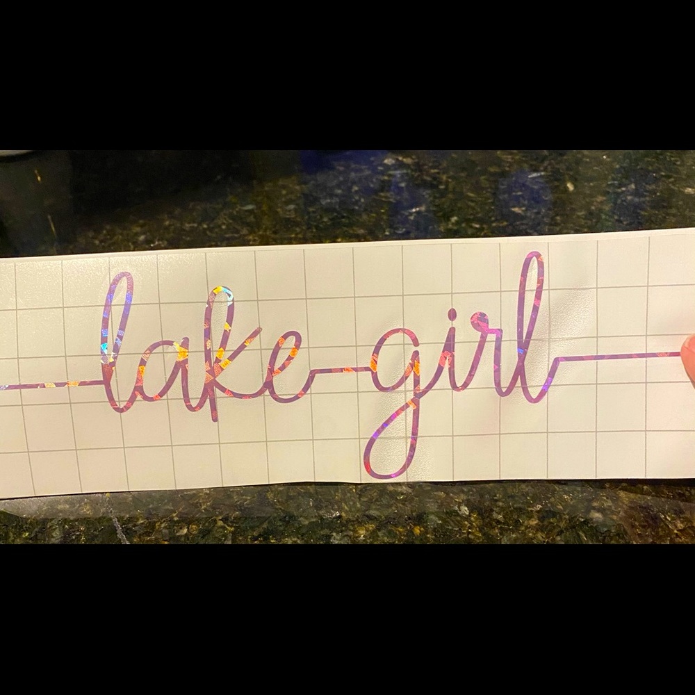 ‘Lake girl’ vinyl decal 3”x 12”